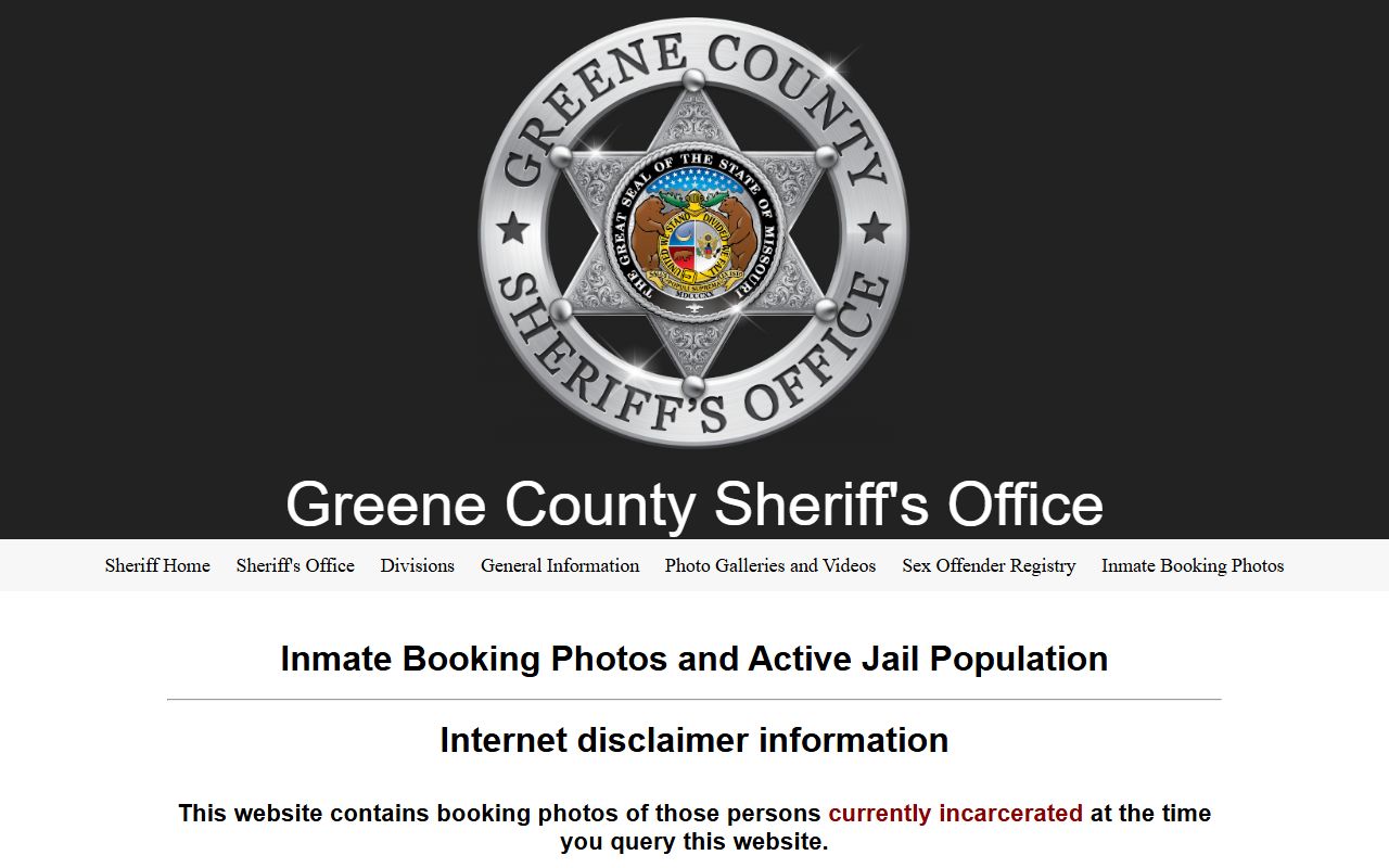 Greene County inmate population booking photo roster gateway