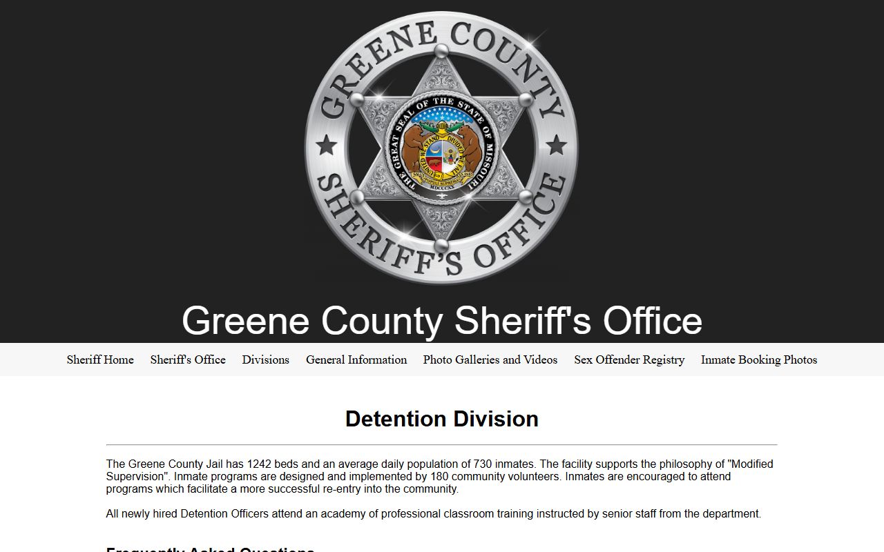Greene County inmate population detention division capacity page