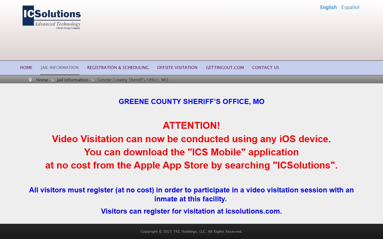Greene County inmate records IC Solutions video visitation information