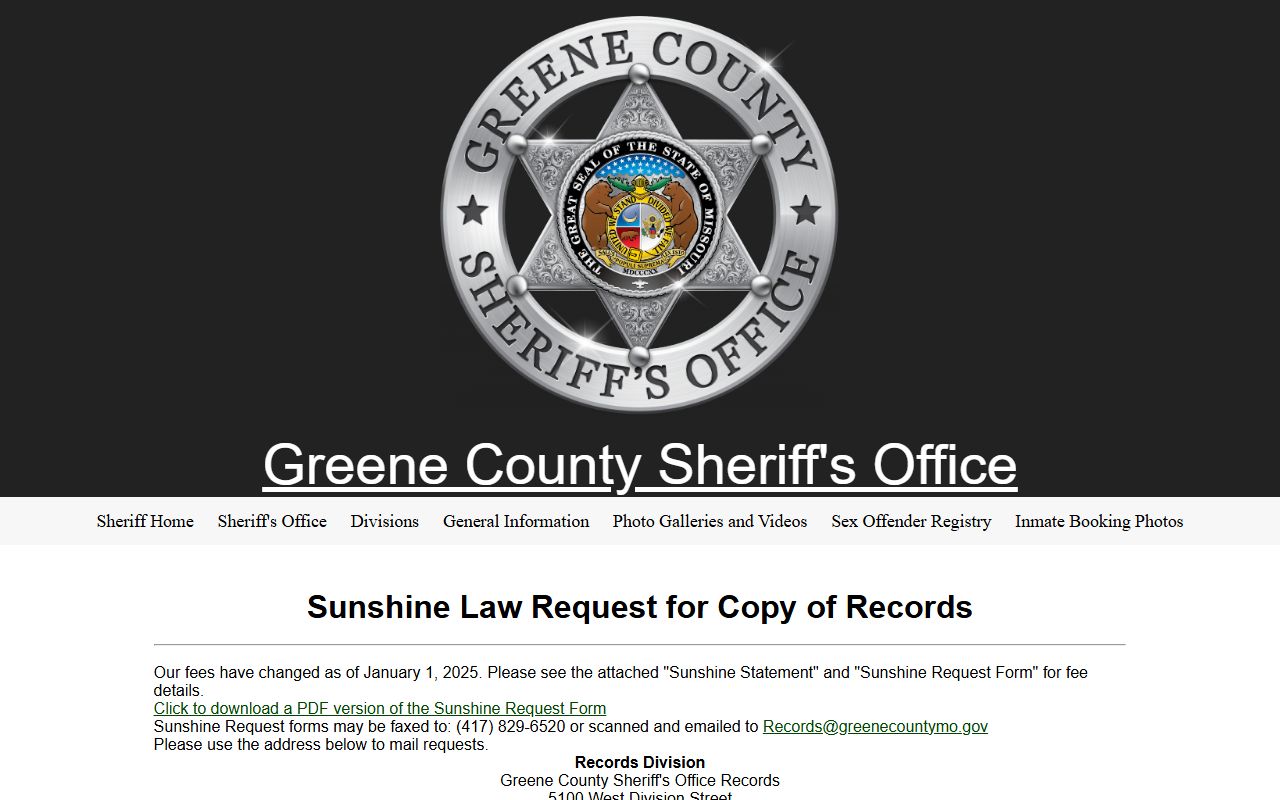 Greene County jail mugshots Sunshine request for photographic records